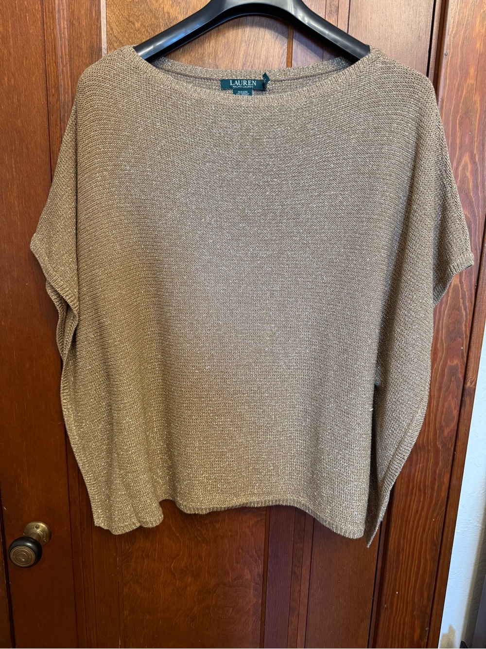 Lauren Ralph Lauren Metallic Knit Sweater Medium Gold Shimmer - Size M